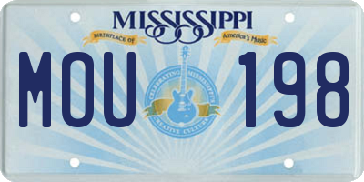 MS license plate MOU198