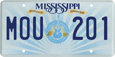 MS license plate MOU201