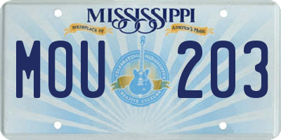 MS license plate MOU203