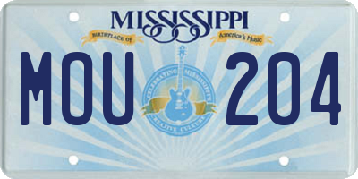 MS license plate MOU204