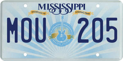 MS license plate MOU205