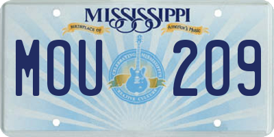 MS license plate MOU209