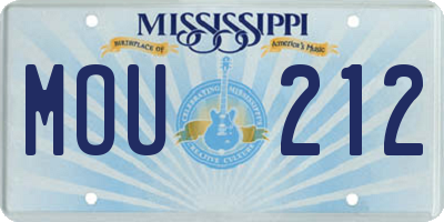 MS license plate MOU212