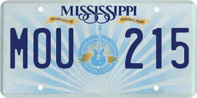 MS license plate MOU215