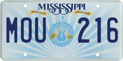 MS license plate MOU216