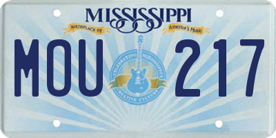 MS license plate MOU217