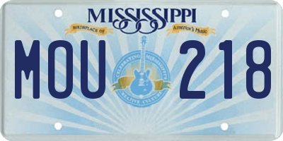 MS license plate MOU218