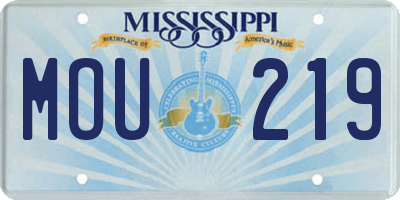 MS license plate MOU219