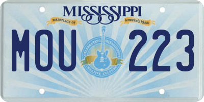 MS license plate MOU223