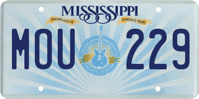 MS license plate MOU229