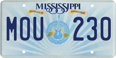 MS license plate MOU230