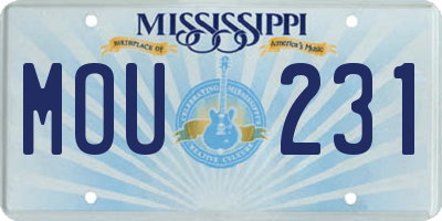 MS license plate MOU231