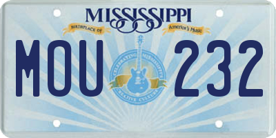 MS license plate MOU232
