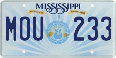 MS license plate MOU233
