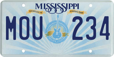 MS license plate MOU234