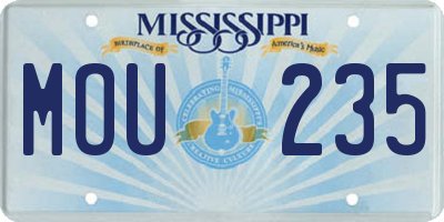 MS license plate MOU235