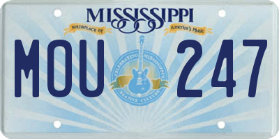 MS license plate MOU247