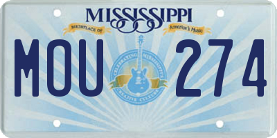 MS license plate MOU274