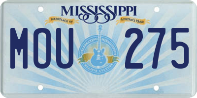 MS license plate MOU275