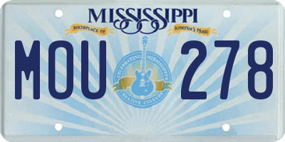 MS license plate MOU278