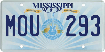 MS license plate MOU293