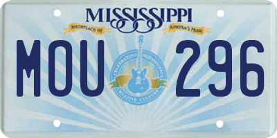 MS license plate MOU296