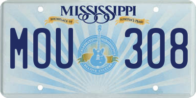 MS license plate MOU308