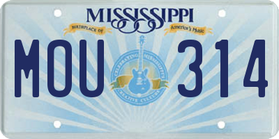 MS license plate MOU314
