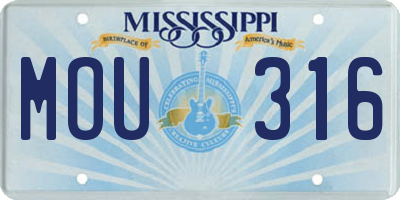 MS license plate MOU316