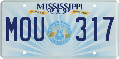 MS license plate MOU317