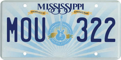 MS license plate MOU322