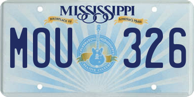 MS license plate MOU326