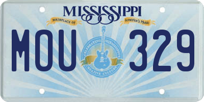MS license plate MOU329