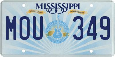 MS license plate MOU349