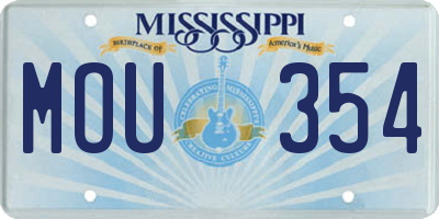 MS license plate MOU354