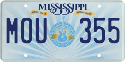 MS license plate MOU355