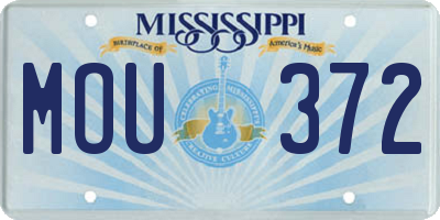 MS license plate MOU372