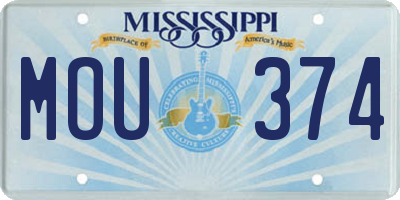 MS license plate MOU374