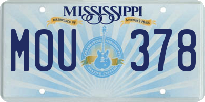 MS license plate MOU378