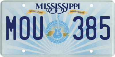 MS license plate MOU385