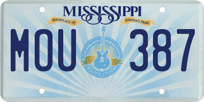 MS license plate MOU387