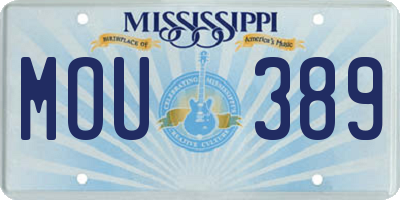 MS license plate MOU389