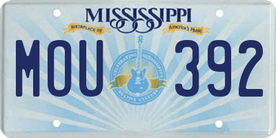 MS license plate MOU392