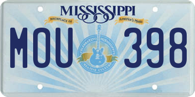 MS license plate MOU398