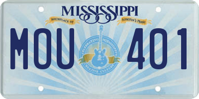 MS license plate MOU401