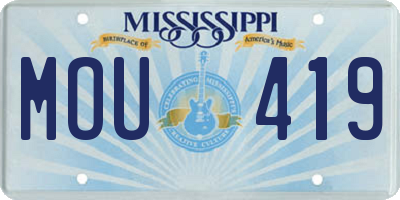 MS license plate MOU419
