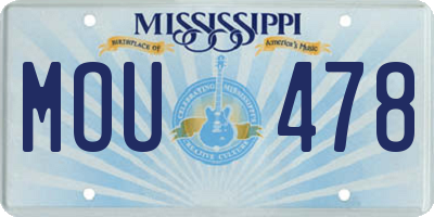 MS license plate MOU478