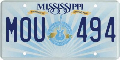 MS license plate MOU494