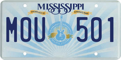 MS license plate MOU501
