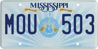 MS license plate MOU503